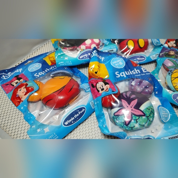 5pcs Lot Disney Squish Ears Toys:  Mickey & Minnie Mouse, Ariel, Pooh, Stitch - Picture 3 of 5